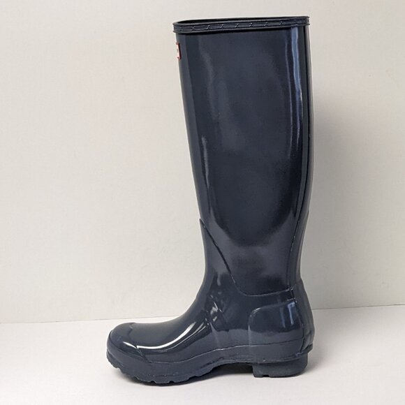 Hunter Boots Original Tall Gloss Rain Boots, Graphite, Womens 5 M - Picture 4 of 8